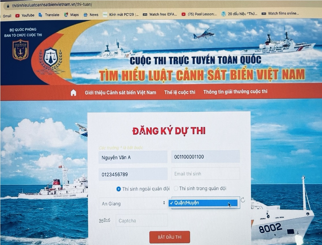 Cuộc thi trực tuyến “Tìm hiểu Luật Cảnh sát biển Việt Nam”