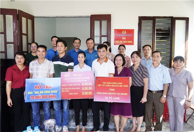 LĐLĐ TP Uông Bí & Chi nhánh Cty TNHH Sao Vàng: trao hỗ trợ xây nhà “Mái ấm công đoàn”