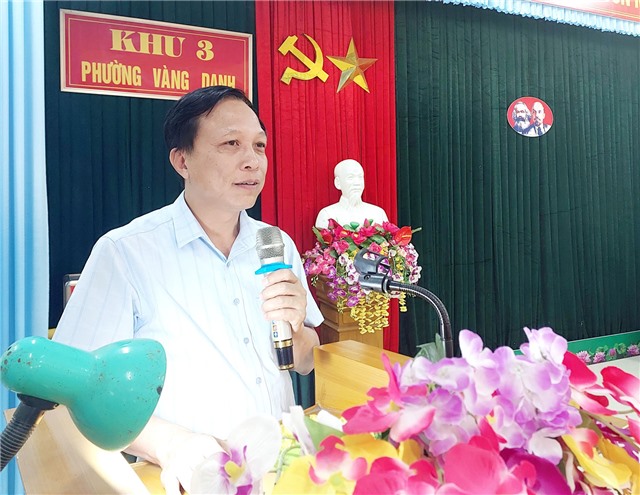 Đồng chí Nguyễn Chiến Thắng, Phó Bí thư Thường trực Thành ủy dự sinh hoạt chi bộ khu 3, phường Vàng Danh