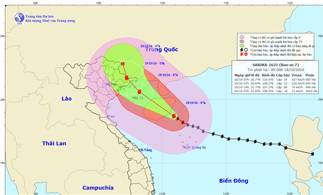 Công điện của Ban Chỉ đạo PCTT&TKCN về việc chủ động các biện pháp đối phó với cơn bão số 7 (Bão sarika)