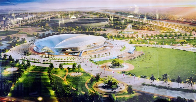 Nhà thi đấu đa năng lớn nhất tỉnh hoàn thành phần móng