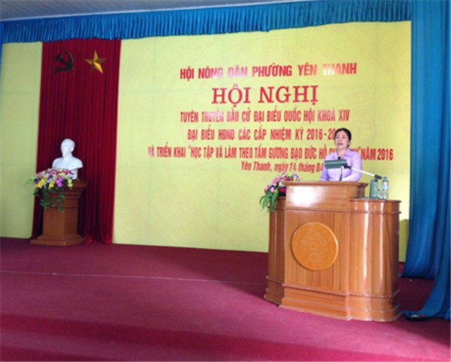 Hội Nông dân phường Yên Thanh: Hội nghị tuyên truyền bầu cử ĐBQH khoá XIV và đại biểu HĐND các cấp nhiệm kỳ 2016-2021, triển khai học tập và làm theo tấm gương đạo đức Hồ Chí Minh