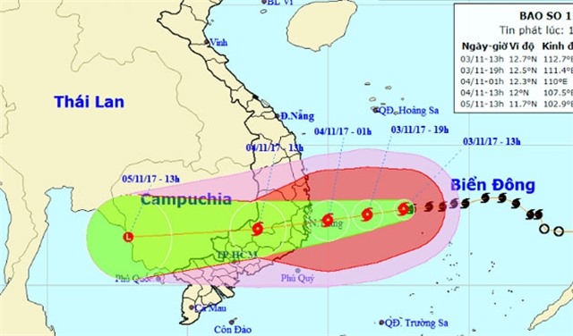 Sáng mai bão đi vào đất liền các tỉnh từ Nam Phú Yên đến Bắc Bình Thuận