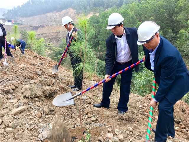 Trồng 1.000 cây thông nhựa tại Nhà máy xử lý chất thải rắn Khe Giang