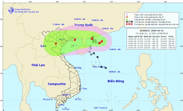 Áp thấp nhiệt đới mạnh lên thành bão số 4