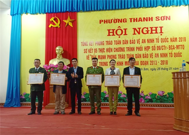 Phường Thanh Sơn tổng kết phong trào toàn dân bảo vệ an ninh Tổ quốc năm 2018