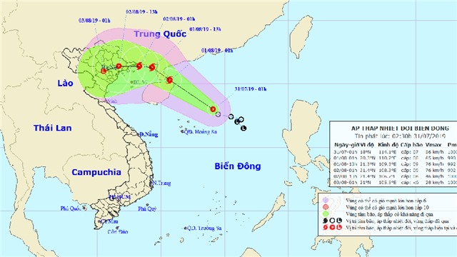 Dự báo thời tiết hôm nay 31.7.2019: Bắc Biển Đông gió mạnh, sóng lớn