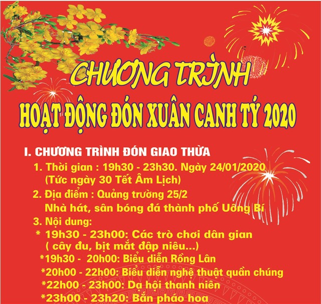 Chương trình hoạt động đón xuân Canh Tý 2020