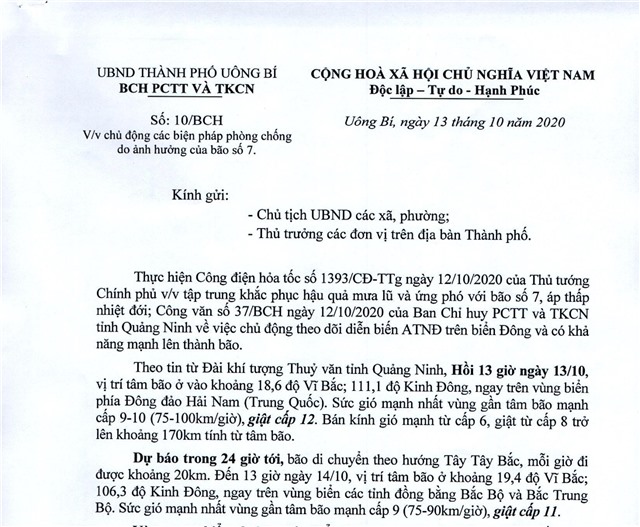 Chủ động các biện pháp phòng chống do ảnh hưởng của bão số 7