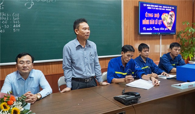 Than Vàng Danh kêu gọi 100% cán bộ, công nhân ủng hộ miền Trung