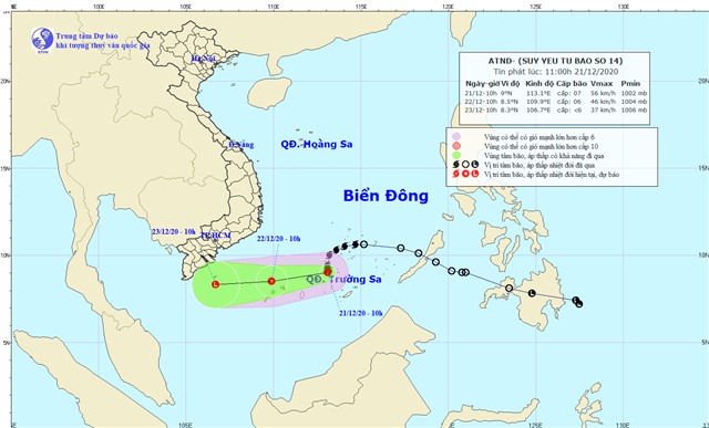 Bão số 14 suy yếu thành áp thấp nhiệt đới