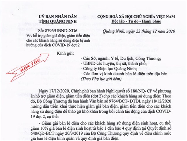 Hỗ trợ giảm giá điện, giảm tiền điện cho các khách hàng sử dụng điện bị ảnh hưởng của dịch COVID-19 đợt 2