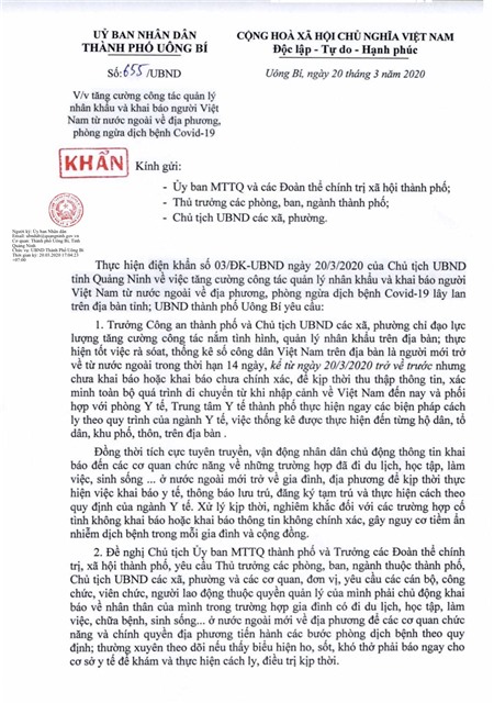 Tăng cường công tác quản lý nhân khẩu và khai báo người Việt Nam từ nước ngoài về địa phương, phòng ngừa dịch bệnh Covid-19