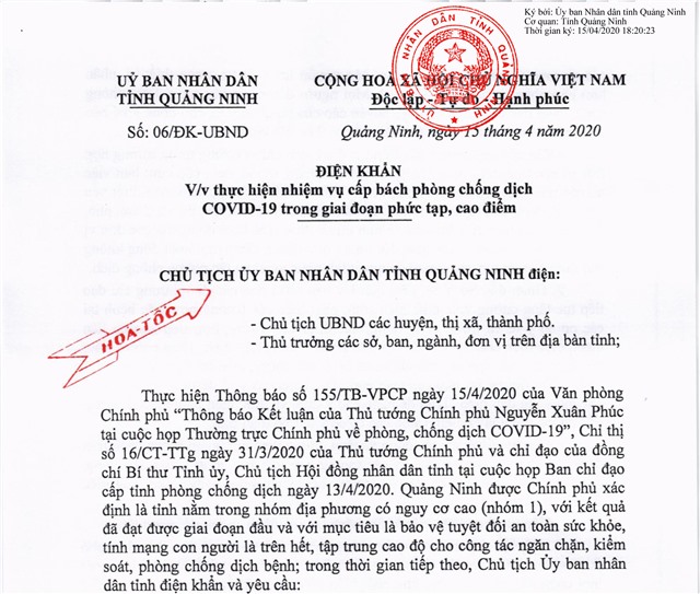 Quảng Ninh tiếp tục thực hiện cách ly xã hội đến hết ngày 22/4