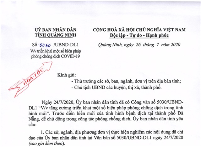 UBND tỉnh chỉ đạo triển khai một số biện pháp phòng chống dịch COVID-19