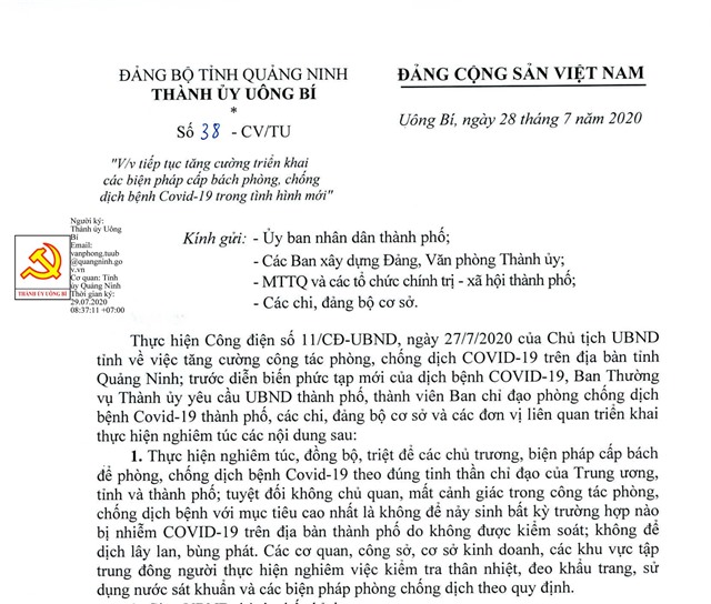 Tiếp tục tăng cường triển khai các biện pháp cấp bách phòng, chống dịch bệnh Covid-19 trong tình hình mới 