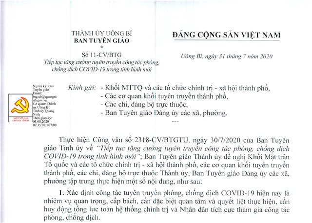 Tiếp tục tăng cường tuyên truyền công tác phòng, chống dịch Coivd-19 trong tình hình mới