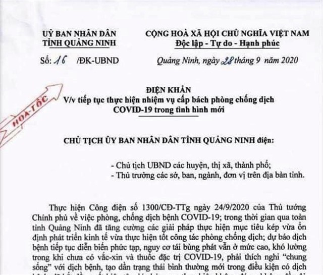 Điện khẩn về việc tiếp tục thực hiện nhiệm vụ cấp bách phòng chống dịch COVID-19 trong tình hình mới