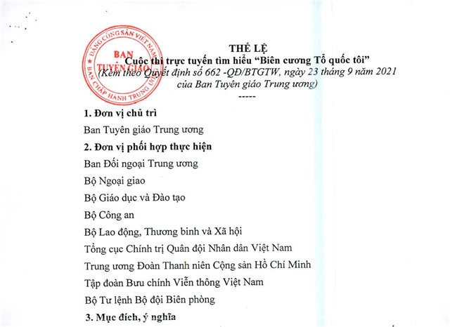 Thể lệ cuộc thi trực tuyến tìm hiểu "Biên cương Tổ quốc tôi"