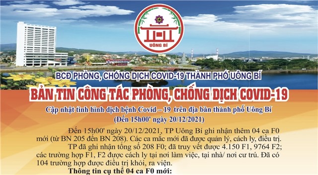 Cập nhật tình hình dịch bệnh Covid-19 trên địa bàn thành phố Uông Bí (đến 15h00' ngày 20/12/2021)