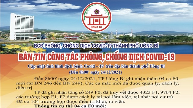 Cập nhật tình hình dịch bệnh Covid-19 trên địa bàn thành phố Uông Bí (đến 8h00 ngày 24/12/2021)