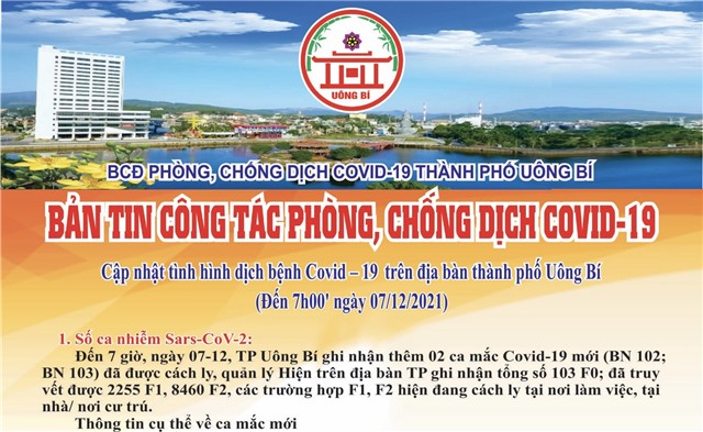 Cập nhật tình hình dịch bệnh Covid-19 trên địa bàn thành phố Uông Bí (đến 7h00' ngày 07/12/2021)