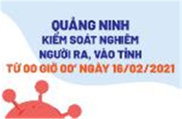 Quảng Ninh kiểm soát nghiêm người ra, vào tỉnh từ 00 giờ 00' ngày 16/02/2021