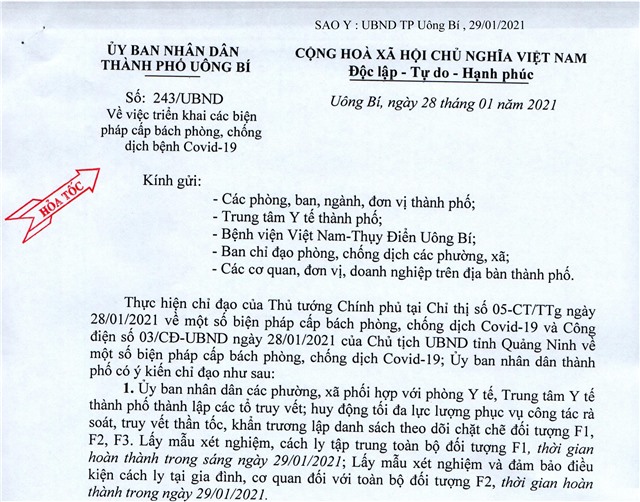 Triển khai các biện pháp cấp bách phòng chống dịch bệnh Covid - 19