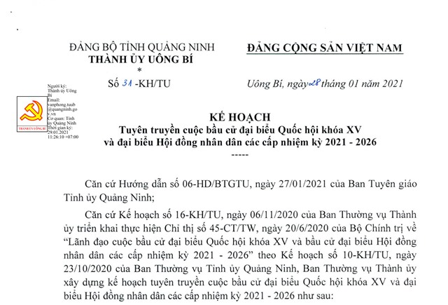 Kế hoạch tuyên truyền cuộc bầu cử đại hội Quốc hội khóa XV và đại biểu HĐND các cấp nhiệm kỳ 2021-2026