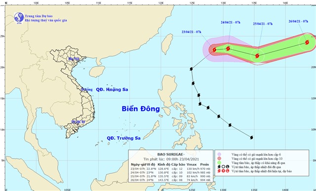 Bão SURIGAE không vào Biển Đông