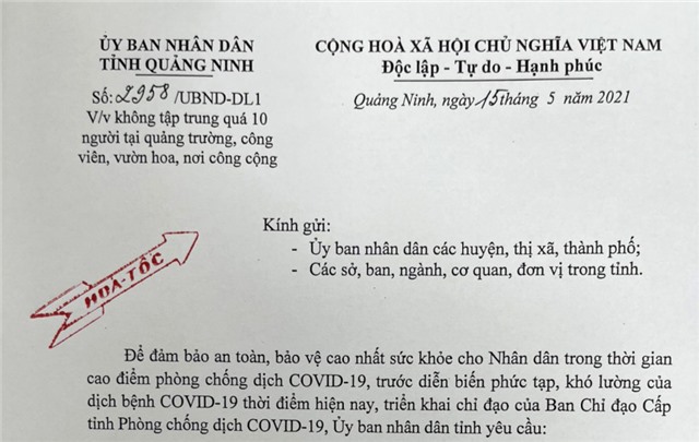 Không tập trung quá 10 người tại quảng trường, công viên, vườn hoa, nơi công cộng