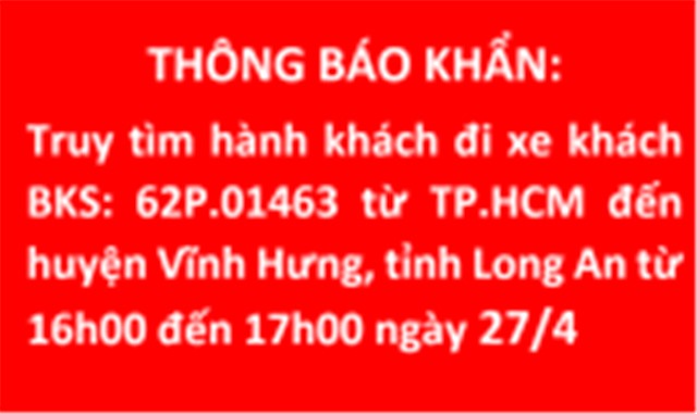 Long An khẩn cấp tìm người liên quan BN2910