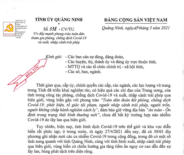 Đẩy mạnh phong trào toàn dân tham gia phòng, chống dịch Covid-19 và xuất nhập cảnh trái phép