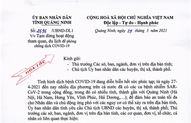 Quảng Ninh: Tạm dừng hoạt động tham quan, du lịch để phòng chống dịch COVID-19