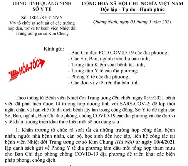 Tổ chức rà soát tất cả các trường hợp đến, trở về từ Bệnh viện Nhiệt đới Trung ương cơ sở Kim Chung