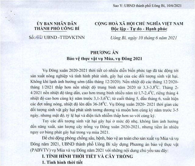 Phương án bảo vệ thực vật vụ Mùa, vụ Đông 2021