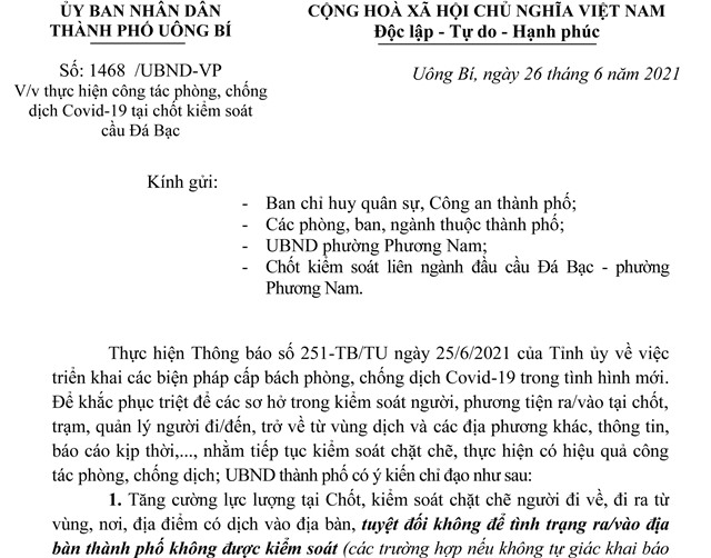 Thực hiện công tác phòng, chống dịch Covid-19 tại chốt kiểm soát cầu Đá Bạc
