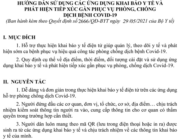 HƯỚNG DẪN SỬ DỤNG CÁC ỨNG DỤNG KHAI BÁO Y TẾ VÀ PHÁT HIỆN TIẾP XÚC GẦN PHỤC VỤ PHÒNG, CHỐNG DỊCH BỆNH COVID -19