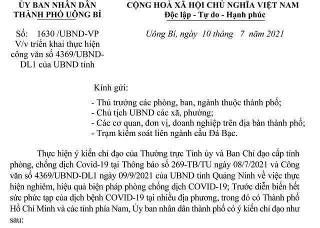 Uông Bí triển khai thực hiện công văn số 4369/UBND-DL1 của UBND tỉnh