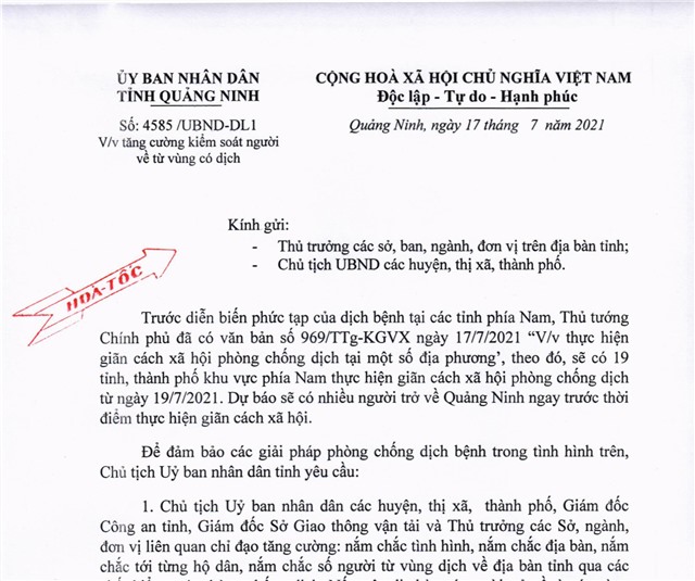 Quảng Ninh tăng cường kiểm soát người về từ vùng có dịch