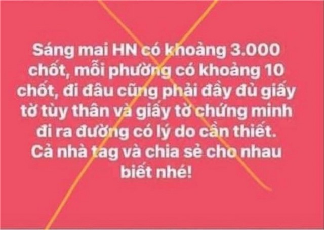 Xử phạt 12,5 triệu đồng người tung tin thất thiệt “Hà Nội có khoảng 3.000 chốt”