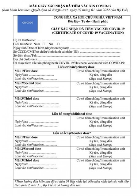 Mẫu giấy xác nhận 7 mũi tiêm vaccine COVID-19