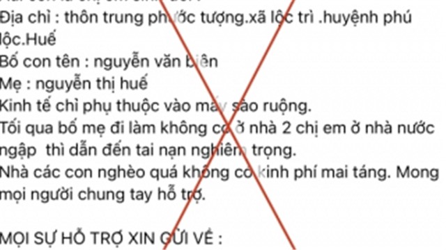 Đăng thông tin giả kêu gọi khẩn cấp xin hỗ trợ mai táng