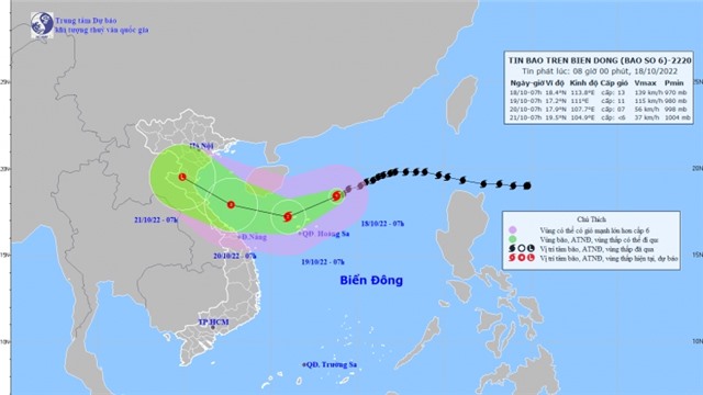 Bão số 6 có khả năng suy yếu dần thành áp thấp nhiệt đới