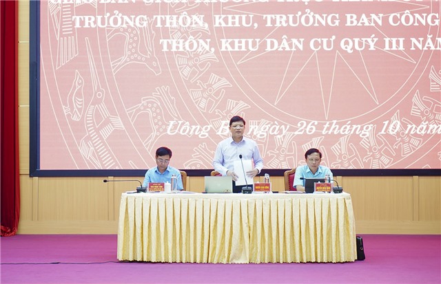 Giao ban giữa Thường trực Thành uỷ với Bí thư chi bộ, Trưởng thôn, khu, Trưởng ban công tác mặt trận thôn, khu dân cư quý III năm 2022 