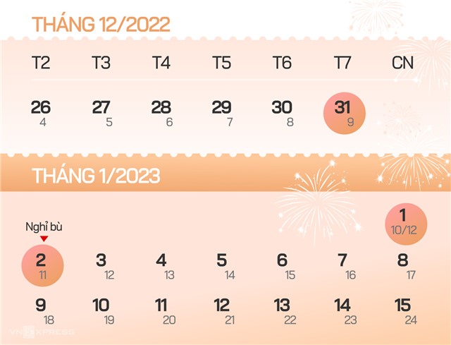 Người lao động nghỉ 3 ngày Tết Dương lịch 2023