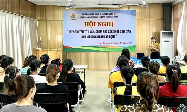 LĐLĐ TP Uông Bí - Công đoàn chi nhánh Công ty TNHH Sao Vàng: Tuyên truyền, tư vấn chăm sóc sức khỏe sinh sản cho nữ công nhân lao động