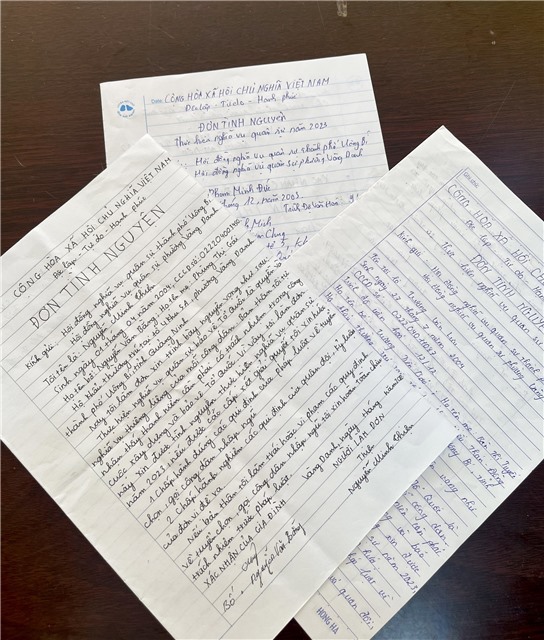 Phường Vàng Danh: 3 thanh niên tình nguyện viết đơn lên đường nhập ngũ