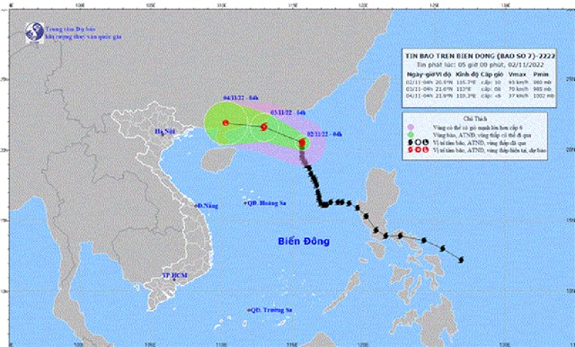 Thời tiết ngày 2/11: Trong 24-48 giờ tới, bão số 7 suy yếu thành áp thấp nhiệt đới