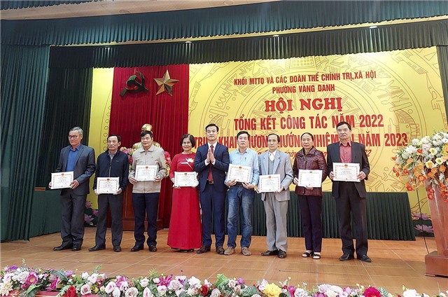 Khối MTTQ và các đoàn thể chính trị - xã hội phường Vàng Danh tổng kết công tác năm 2022, triển khai phương hướng nhiệm vụ năm 2023